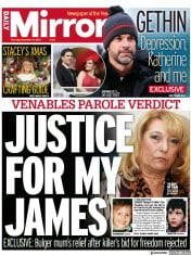 Daily Mirror front page for 14 December 2023