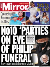 Daily Mirror front page for 14 January 2022