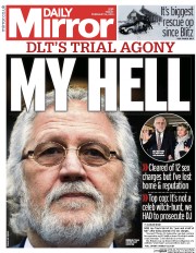 Daily Mirror Newspaper Front Page (UK) for 14 February 2014