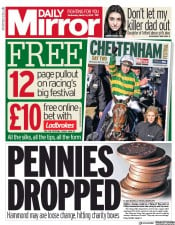 Daily Mirror (UK) Newspaper Front Page for 14 March 2018