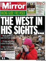 Daily Mirror (UK) Newspaper Front Page for 14 March 2022