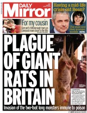 Daily Mirror Newspaper Front Page (UK) for 14 April 2014