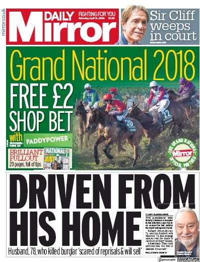 Daily Mirror Newspaper Front Page (UK) for 14 April 2018