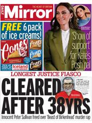 Daily Mirror front page for 14 May 2025