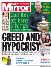 Daily Mirror (UK) Newspaper Front Page for 14 June 2018