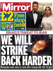 Daily Mirror front page for 14 June 2025