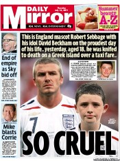 Daily Mirror Newspaper Front Page (UK) for 14 July 2011