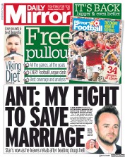 Daily Mirror (UK) Newspaper Front Page for 14 August 2017