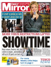Daily Mirror (UK) Newspaper Front Page for 14 August 2020