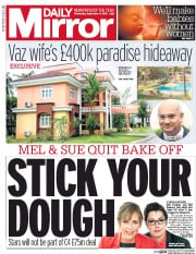 Daily Mirror (UK) Newspaper Front Page for 14 September 2016