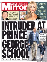 Daily Mirror (UK) Newspaper Front Page for 14 September 2017