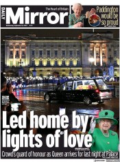 Daily Mirror front page for 14 September 2022