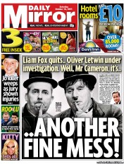 Daily Mirror (UK) Newspaper Front Page for 15 October 2011