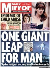 Daily Mirror Newspaper Front Page (UK) for 15 October 2012