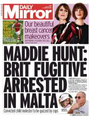 Daily Mirror (UK) Newspaper Front Page for 15 October 2014