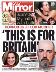 Daily Mirror (UK) Newspaper Front Page for 15 November 2016