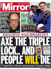 Daily Mirror (UK) Newspaper Front Page for 15 November 2022