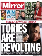 Daily Mirror (UK) Newspaper Front Page for 15 November 2023
