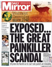 Daily Mirror (UK) Newspaper Front Page for 15 December 2015