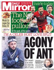 Daily Mirror (UK) Newspaper Front Page for 15 January 2018