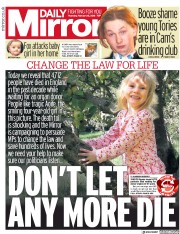 Daily Mirror (UK) Newspaper Front Page for 15 February 2018