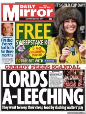 Daily Mirror (UK) Newspaper Front Page for 15 March 2013