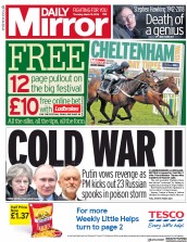 Daily Mirror (UK) Newspaper Front Page for 15 March 2018