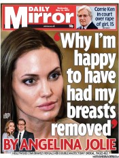 Daily Mirror Newspaper Front Page (UK) for 15 May 2013