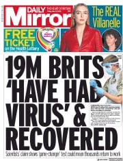 Daily Mirror (UK) Newspaper Front Page for 15 May 2020