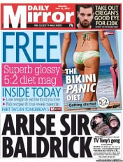 Daily Mirror (UK) Newspaper Front Page for 15 June 2013