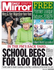 Daily Mirror (UK) Newspaper Front Page for 15 June 2018