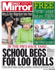 Daily Mirror (UK) Newspaper Front Page for 15 June 2018