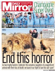 Daily Mirror (UK) Newspaper Front Page for 15 July 2019