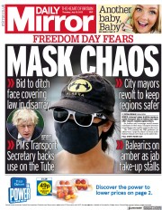 Daily Mirror (UK) Newspaper Front Page for 15 July 2021