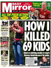 Daily Mirror (UK) Newspaper Front Page for 15 August 2011