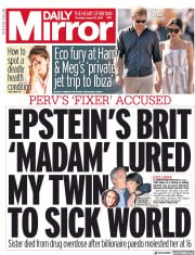 Daily Mirror (UK) Newspaper Front Page for 15 August 2019