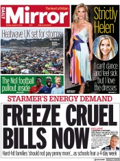 Daily Mirror front page for 15 August 2022