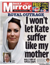 Daily Mirror (UK) Newspaper Front Page for 15 September 2012