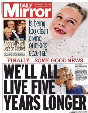 Daily Mirror (UK) Newspaper Front Page for 15 September 2015