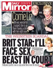 Daily Mirror (UK) Newspaper Front Page for 16 October 2017