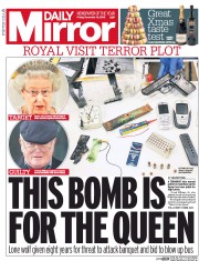 Daily Mirror (UK) Newspaper Front Page for 16 December 2016