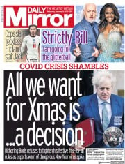 Daily Mirror (UK) Newspaper Front Page for 16 December 2020