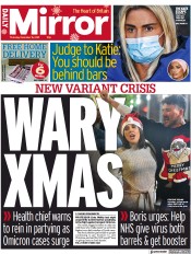 Daily Mirror (UK) Newspaper Front Page for 16 December 2021