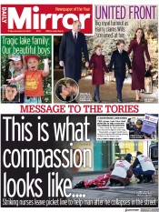 Daily Mirror (UK) Newspaper Front Page for 16 December 2022