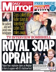 Daily Mirror (UK) Newspaper Front Page for 16 February 2021
