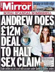 Daily Mirror (UK) Newspaper Front Page for 16 February 2022