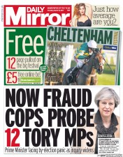 Daily Mirror (UK) Newspaper Front Page for 16 March 2017