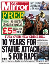 Daily Mirror (UK) Newspaper Front Page for 16 March 2021