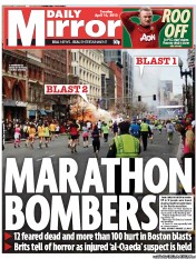 Daily Mirror (UK) Newspaper Front Page for 16 April 2013
