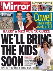 Daily Mirror (UK) Newspaper Front Page for 16 April 2022